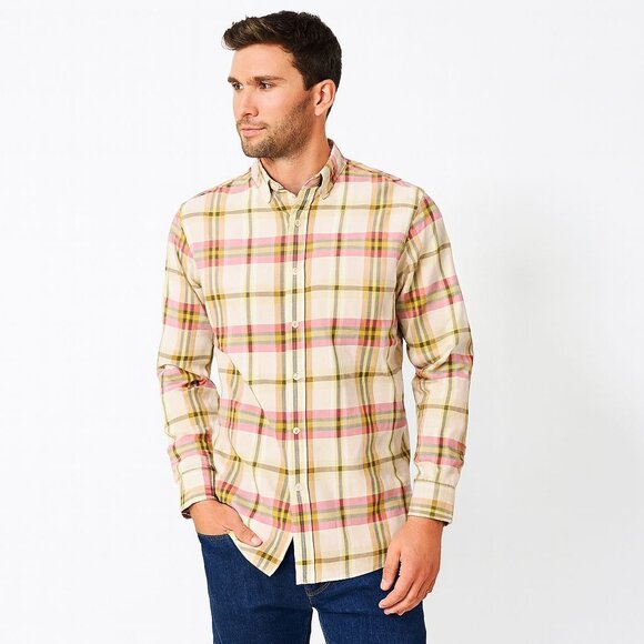 Madda Fella Mens Shirt Button Down Multicolor Plaid Cotton Long Sleeve SIze M - Picture 1 of 13